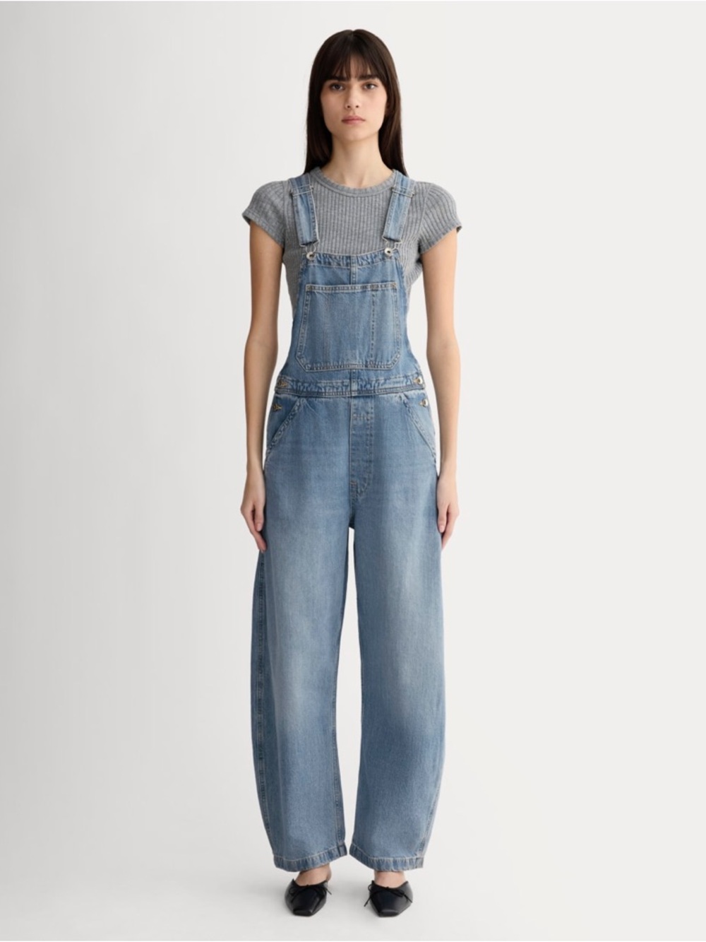 Light Blue Denim Wide-Leg Overalls - Women